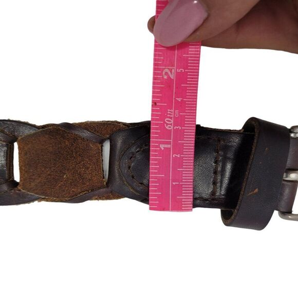 Vintage Woven Suede Leather Hexagon Pattern Belt 42" Brown Western Cowboy - Picture 5 of 11